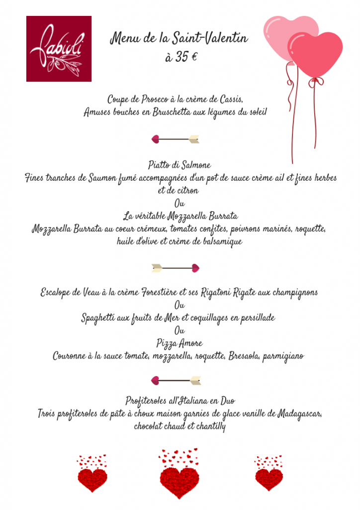 Menu de la Saint Valentin 2019 - Le Fabioli - La cuisine du sud